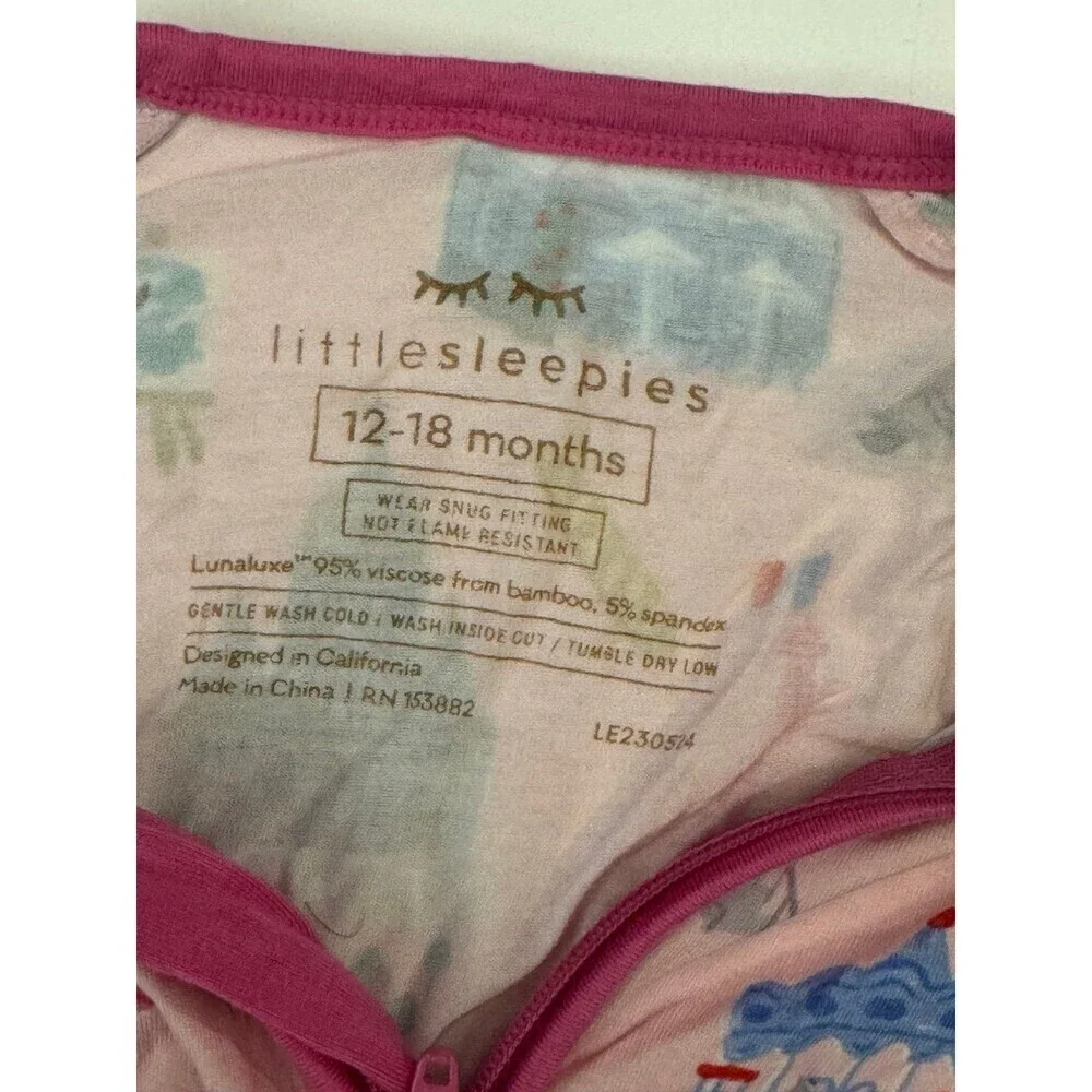 Little Sleepies Weekend In Paris Print Zippy Pajamas 12–18M Bamboo Pink